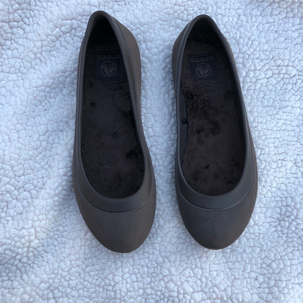 CROCS Fuzz Flats Dark Brown/Espresso Size 9W